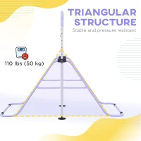 Qaba Kids Gymnastics Bar, Adjustable Height Folding Horizontal Bar with Gymnastics Rings, Non-slip Rubber Floor Rings, Purple(m-7)