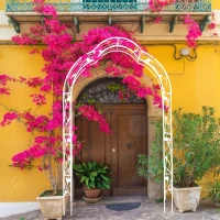 8 Styles Freely Assembled Rust-Resistant Arbor, Metal Garden Arch Trellis for Wedding, Party Archway, 59" L x 15.5" W x 98.5" H, Cream White(m-5)