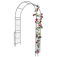 Metal Garden Arch Trellis with Anti-Rust Coated Iron, Easy Assembled Climbing Plant Support, 55" L x 14.5" W x 94.5" H, Black(m-8)
