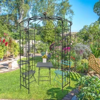 Metal Garden Arch Arbor with Anti-Rust Coating, Birdcage Shape Pergola Pavilion for Wedding, Ceremony, 81.5" L x 81.5" W x 114" H, Black(m-5)