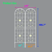 2 Pack Metal Garden Trellis with Butterfly Decoration and Powder Coated Iron, Rustproof Climbing Plant Support, for Outdoor Use, Cream White(m-3)