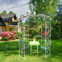 Birdcage Shape Garden Arbor with Iron Construction, Arch Pergola Pavilion for Wedding, Ceremony, 81.5" L x 81.5" W x 114" H, Cream White(m-6)