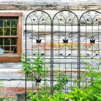 2 Pack Metal Garden Trellis with Butterfly Decoration, for Outdoor Climbing Plant Support, Rustproof, Black(m-7)