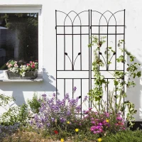 2 Pack Metal Garden Trellis with Rustproof Feature for Outdoor Climbing Plant Support, Easy Assembly, Black(m-5)