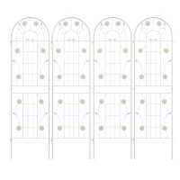 4 Pack Rustproof Metal Garden Trellis for Climbing Plant Support, Outdoor Flower Trellis, Easy Assembly, Cream White(m-2)