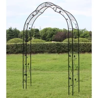 8 Styles Freely Assembled Arch Trellis with Gothic Spire Design, Metal Garden Arbor for Climbing Plants, 59" L x 15.5" W x 98.5" H, Black(m-11)