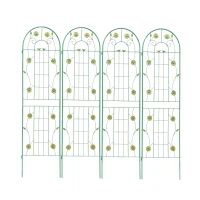 4 Pack Metal Garden Trellis with Sturdy Iron Construction, 71" Rustproof Climbing Plant Support, Green(m-2)