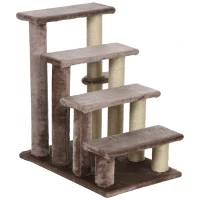 PawHut 4 Levels Cat Steps with Scratching Posts for High Bed, Sofa, Brown(m-1)