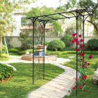 Sturdy Iron Trellis with Anti-Rust Coating, Easy Assembly, Metal Garden Arch for Climbing Plants, 80.5" L x 20.5" W x 81" H, Black(m-6)
