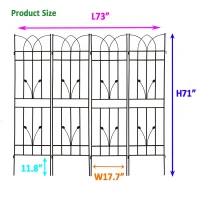 4 Pack Metal Garden Trellis with Rustproof Feature and Sturdy Iron Construction, Climbing Plant Support, Easy Assembly, Black(m-3)