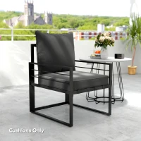 Outsunny Patio Chair Cushions, Thick Deep Seat Outdoor Seat Cushion with Back Cushion, Charcoal Grey(m-6)