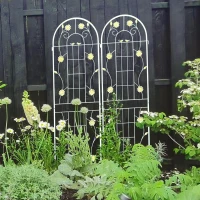 2 Pack Metal Garden Trellis with Versatile Decoration, Sturdy Iron Construction, Rustproof Climbing Plant Support, Cream White(m-7)