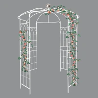 Birdcage Shape Garden Arbor with Iron Construction, Arch Pergola Pavilion for Wedding, Ceremony, 81.5" L x 81.5" W x 114" H, Cream White(m-8)