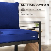 Outsunny Patio Chair Cushions, Thick Deep Seat Outdoor Seat Cushion with Back Cushion, Dark Blue(m-4)