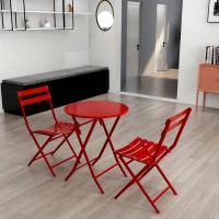 3-Piece Patio Bistro Set with Foldable Round Table and Chairs, Easy Setup, Space-Saving Design, Red(m-4)