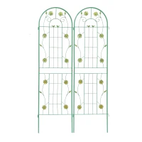 2 Pack Metal Garden Trellis for Outdoor Decor, Rustproof Climbing Plant Support, Easy Assembly, Green(m-2)