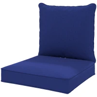 Outsunny Patio Chair Cushions, Thick Deep Seat Outdoor Seat Cushion with Back Cushion, Dark Blue(m-2)