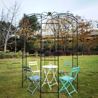 Metal Garden Arch Arbor with Anti-Rust Coating, Birdcage Shape Pergola Pavilion for Wedding, Ceremony, 81.5" L x 81.5" W x 114" H, Black(m-7)