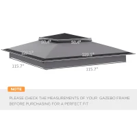 Outsunny 11' x 11' Replacement Canopy Top for Pop Up Canopy Tent, 2-Tier Canopy Cover, 30+ UV Protection, Gray(m-3)