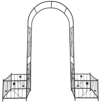 Metal Garden Arch with Anti-Rust Coating, Plant Stands, Easy Assembled Climbing Plants Support, 79.5" L x 20" W x 86.5" H, Black(m-2)