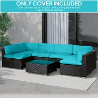 Outsunny Outdoor 14pc Patio Rattan Sofa Set Cushion Polyester Cover Replacement Set - No Cushion Included Light Blue(m-6)