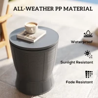 Outsunny 11 Gallon Patio Cooler Side Table, 3-in-1 Outdoor Cool Bar Table with Height Adjustable Top, Drainage Plug, Grey(m-7)