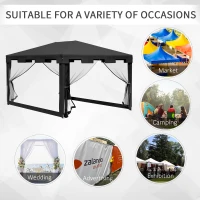 Outsunny 10 × 13 ft Outdoor Gazebo Canopy with Mesh Sidewalls – Party Tent Shade(m-7)