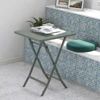 3-Piece Patio Bistro Set with Foldable Square Table and Chairs, Easy Setup, Space-Saving Design, Dark Green(m-7)