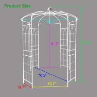 Birdcage Shape Garden Arbor with Iron Construction, Arch Pergola Pavilion for Wedding, Ceremony, 81.5" L x 81.5" W x 114" H, Cream White(m-3)