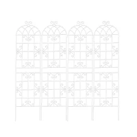 4 Pack Rustproof Garden Climbing Plant Support with Galvanized Round Pipe, Metal Trellis for Outdoor Flowers, 80" L x 87" H, Cream White(m-2)