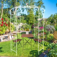Birdcage Shape Garden Arbor with Iron Construction, Arch Pergola Pavilion for Wedding, Ceremony, 81.5" L x 81.5" W x 114" H, Cream White(m-5)