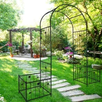 Metal Garden Arch with Anti-Rust Coating, Plant Stands, Easy Assembled Climbing Plants Support, 79.5" L x 20" W x 86.5" H, Black(m-5)
