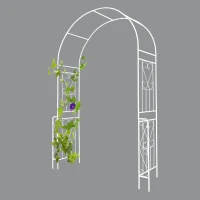 Metal Garden Arch Trellis with Anti-Rust Galvanized Tube, Easy Assembled Climbing Plant Support, 55" L x 14.5" W x 94.5" H, Cream White(m-8)
