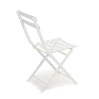3-Piece Patio Bistro Set with Foldable Square Table and Chairs, Durable Metal Frame, Space-Saving Design, White(m-9)
