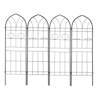 4 Pack Metal Garden Trellis with 2 Pot Holders, Rustproof Climbing Plant Support, Easy Assembly, Black(m-2)
