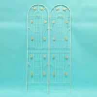 2 Pack Metal Garden Trellis with Leaves and Flower Decorations, Rustproof Climbing Plant Support, Easy to Assemble, Cream White(m-9)