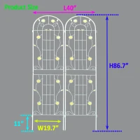 2 Pack Metal Garden Trellis with Leaves and Flower Decorations, Rustproof Climbing Plant Support, Easy to Assemble, Cream White(m-3)