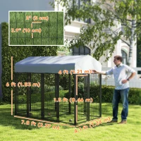 PawHut Outdoor Dog Kennel with Two-Room Design, Water-Resistant & Sun-Proof Cover, for S, M, L Dogs, 8' x 4' x 6'(m-3)