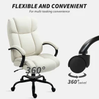 Vinsetto Executive Office Chair with Wide Seat, Computer Desk Chair with Adjustable Height, Swivel Wheels, Cream White(m-9)