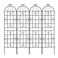 4 Pack Metal Garden Trellis with Galvanized Tube, Easy Assembly, Rustproof Climbing Plant Support, 80" L x 87" H, Black(m-2)
