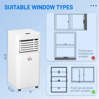 HOMCOM 8000 BTU Mobile Air Conditioner for Cooling and Dehumidifying, Remote Control, 24H Timer, LED Display, White(m-3)