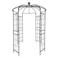 Metal Garden Arch Arbor with Anti-Rust Coating, Birdcage Shape Pergola Pavilion for Wedding, Ceremony, 81.5" L x 81.5" W x 114" H, Black(m-2)