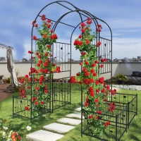 Metal Garden Arch with Anti-Rust Coating, Plant Stands, Easy Assembled Climbing Plants Support, 79.5" L x 20" W x 86.5" H, Black(m-7)