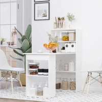 HOMCOM Modern Computer Desk with Storage Shelves, 47" Writing Table Workstation with Bookshelf for Home Office, White(m-10)