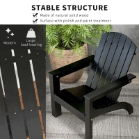 Outsunny Adirondack Chair Patio Muskoka Chair, Outdoor Poplar Wood Fire Pit Chair, Pre-Assembled Backrest Chaise Adirondack with High-back, Large Seat, for Deck, Garden, Black(m-5)