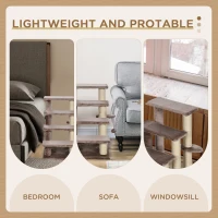 PawHut 4 Levels Cat Steps with Scratching Posts for High Bed, Sofa, Brown(m-7)