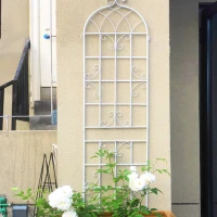 4 Pack Rustproof Garden Climbing Plant Support with Galvanized Round Pipe, Metal Trellis for Outdoor Flowers, 80" L x 87" H, Cream White(m-8)