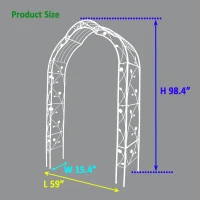 8 Styles Freely Assembled Rust-Resistant Arbor, Metal Garden Arch Trellis for Wedding, Party Archway, 59" L x 15.5" W x 98.5" H, Cream White(m-3)