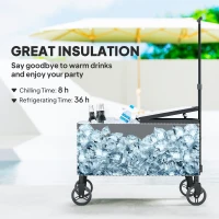 Outsunny 80-Qt Outdoor Patio Cooler Cart, Rolling Ice Chest with Adjustable Handle, Wheels, Bottle Opener, Drainage, Outdoor Beverage Cooler Bar Cart for Party BBQ Camping, Black(m-5)