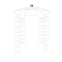 Birdcage Shape Garden Arbor with Iron Construction, Arch Pergola Pavilion for Wedding, Ceremony, 81.5" L x 81.5" W x 114" H, Cream White(m-2)
